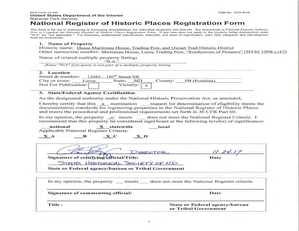 National Register of Historic Places Registration Form City Or Town