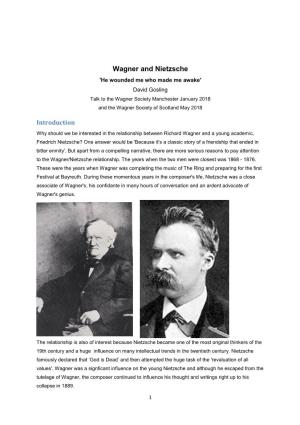 Wagner and Nietzsche – a Talk by Dr David Gosling