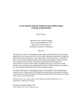 Analysis of Image Noise in Multispectral Color Acquisition