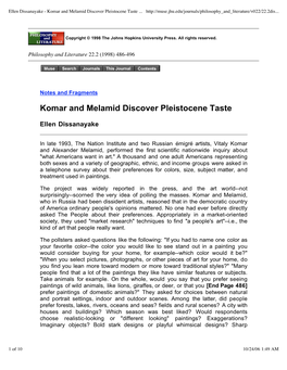 Komar and Melamid Discover Pleistocene Taste