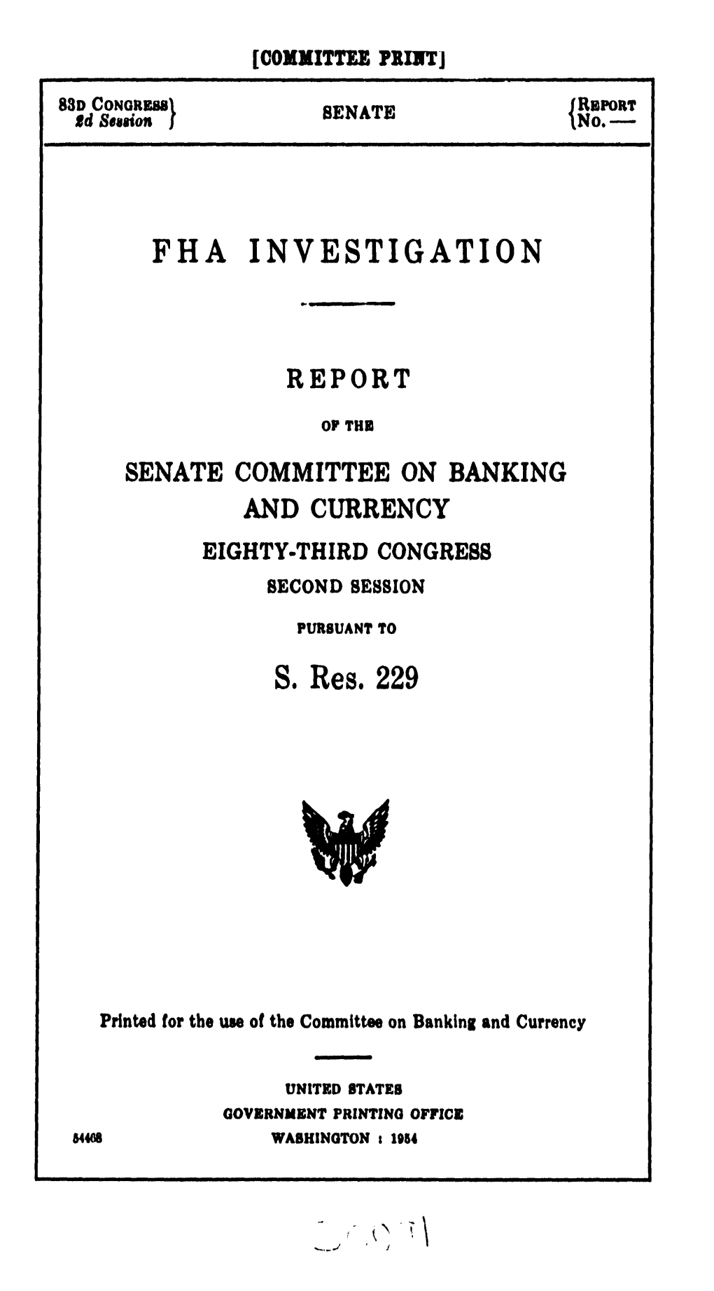 Fred Trump FHA Investigation Report by Senate Banking Comm