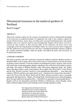 Ornamental Structures in the Medieval Gardens of Scotland