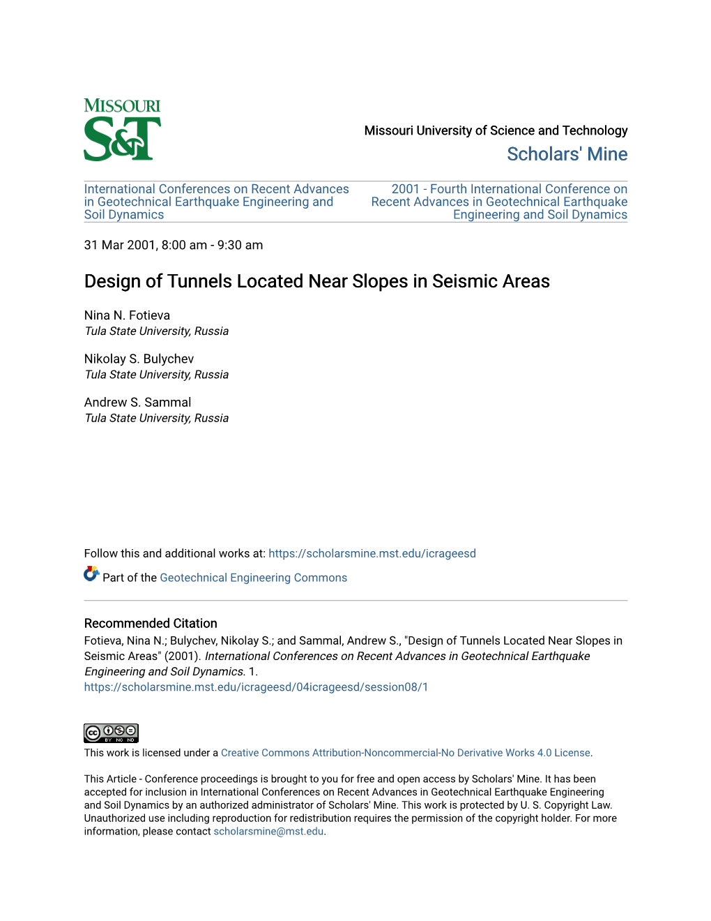 Design of Tunnels Located Near Slopes in Seismic Areas