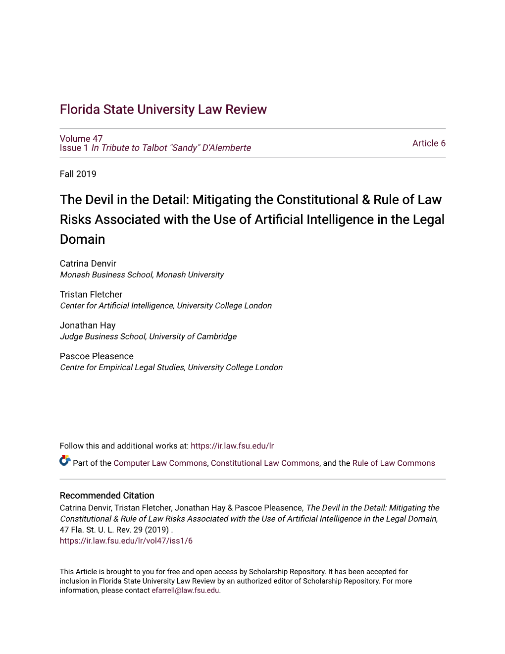 The Devil in the Detail: Mitigating the Constitutional & Rule of Law Risks