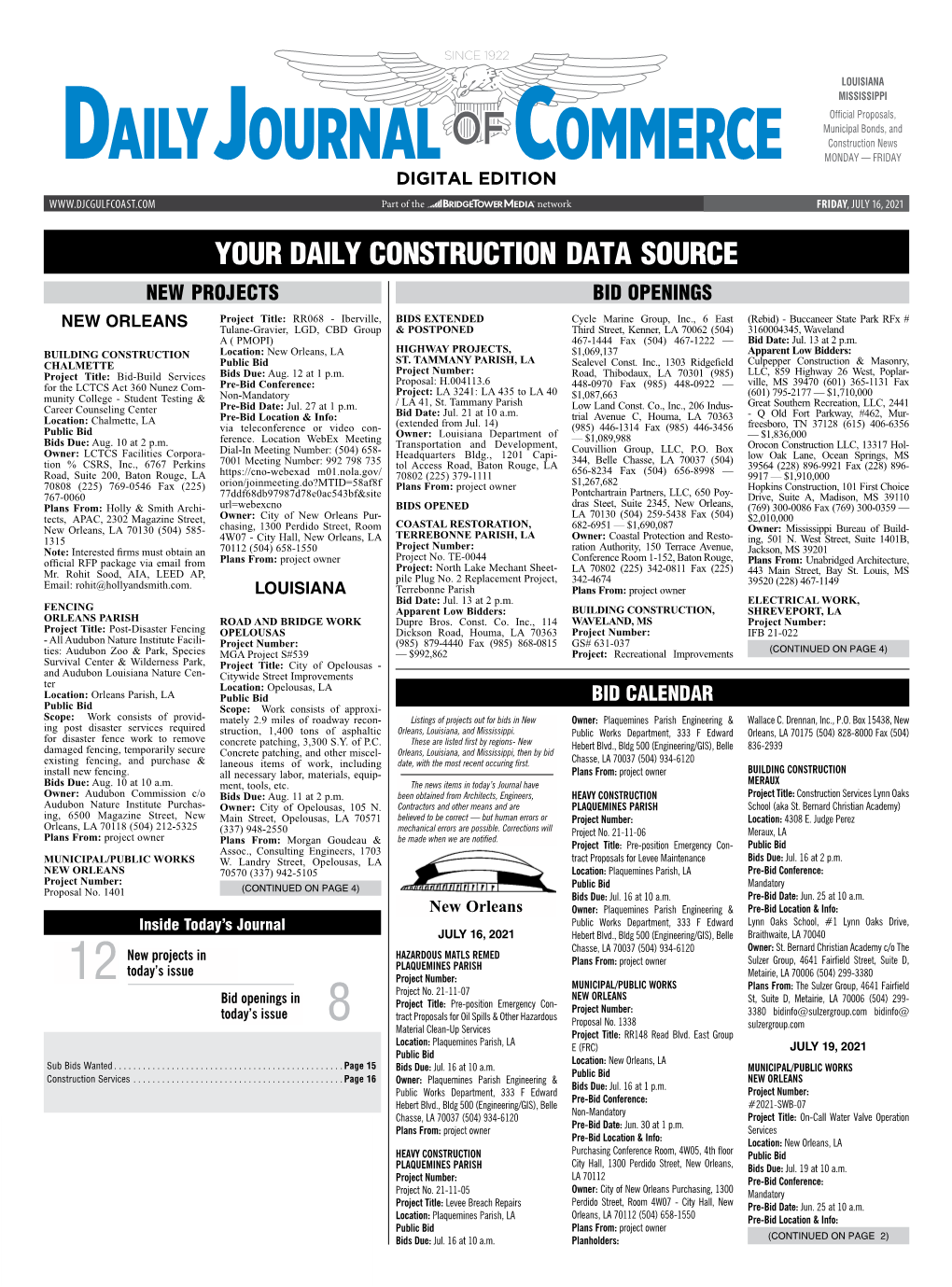 Your Daily Construction Data Source