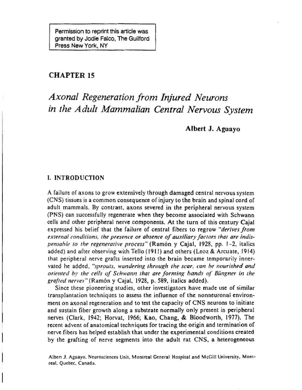Axonal Regeneration from Injured Neurons in the Adult Mammalian Central Nervous System