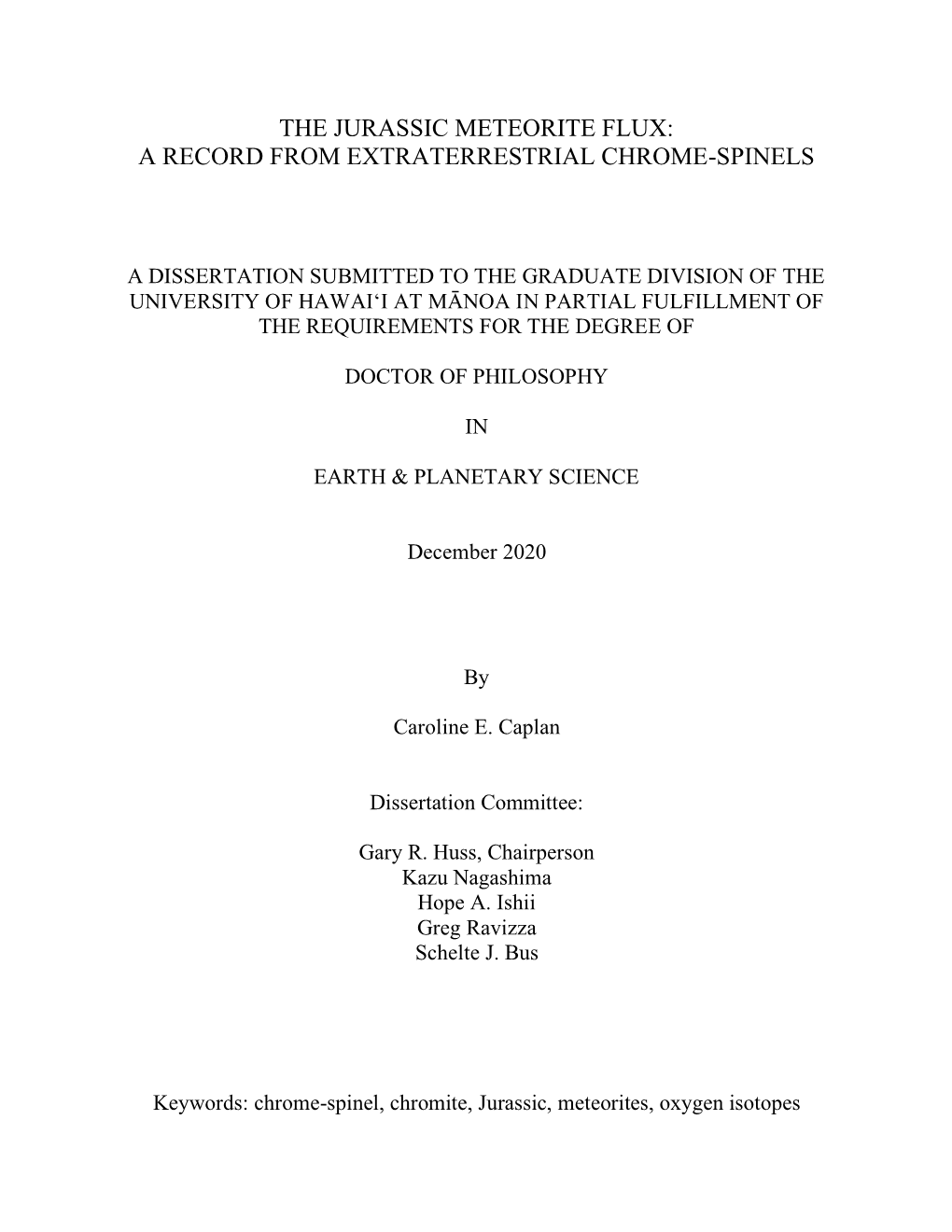 The Jurassic Meteorite Flux: a Record from Extraterrestrial Chrome-Spinels