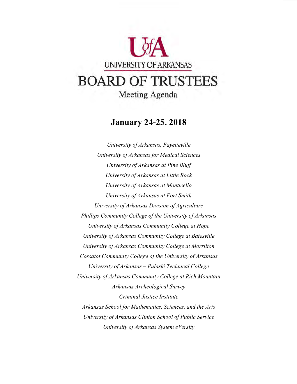 BOARD of TRUSTEES Meeting Agenda