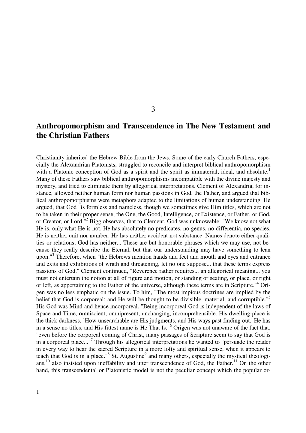 3 Anthropomorphism and Transcendence in the New Testament and the Christian Fathers