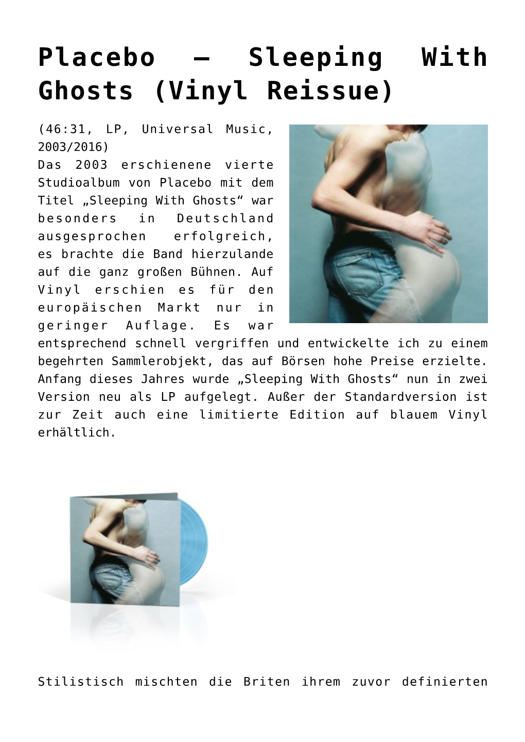 Placebo – Sleeping with Ghosts (Vinyl Reissue)