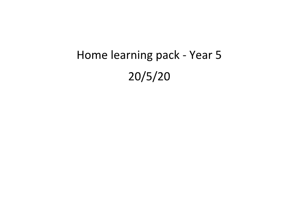 Home Learning Pack - Year 5 20/5/20