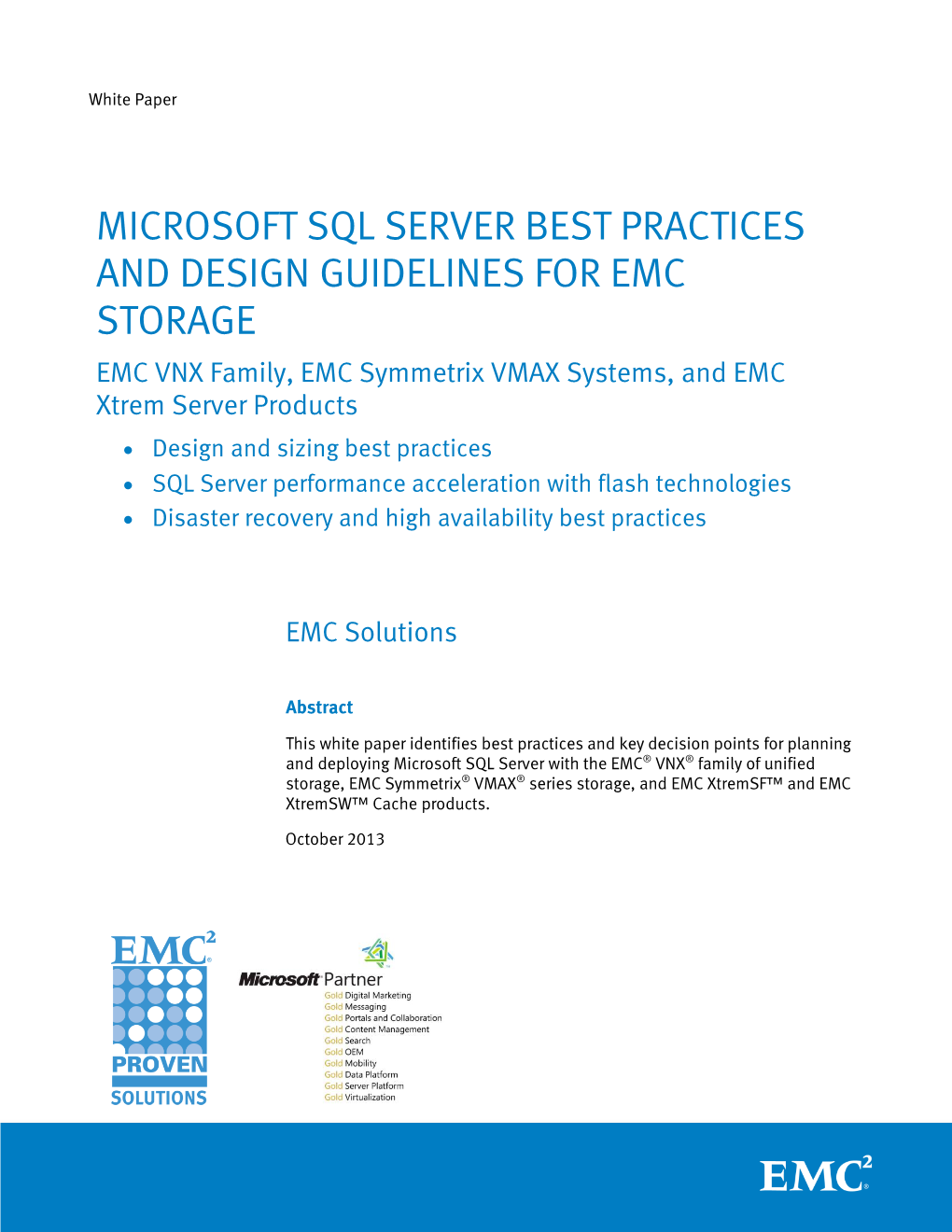 Microsoft SQL Server Best Practices and Design Guidelines for EMC