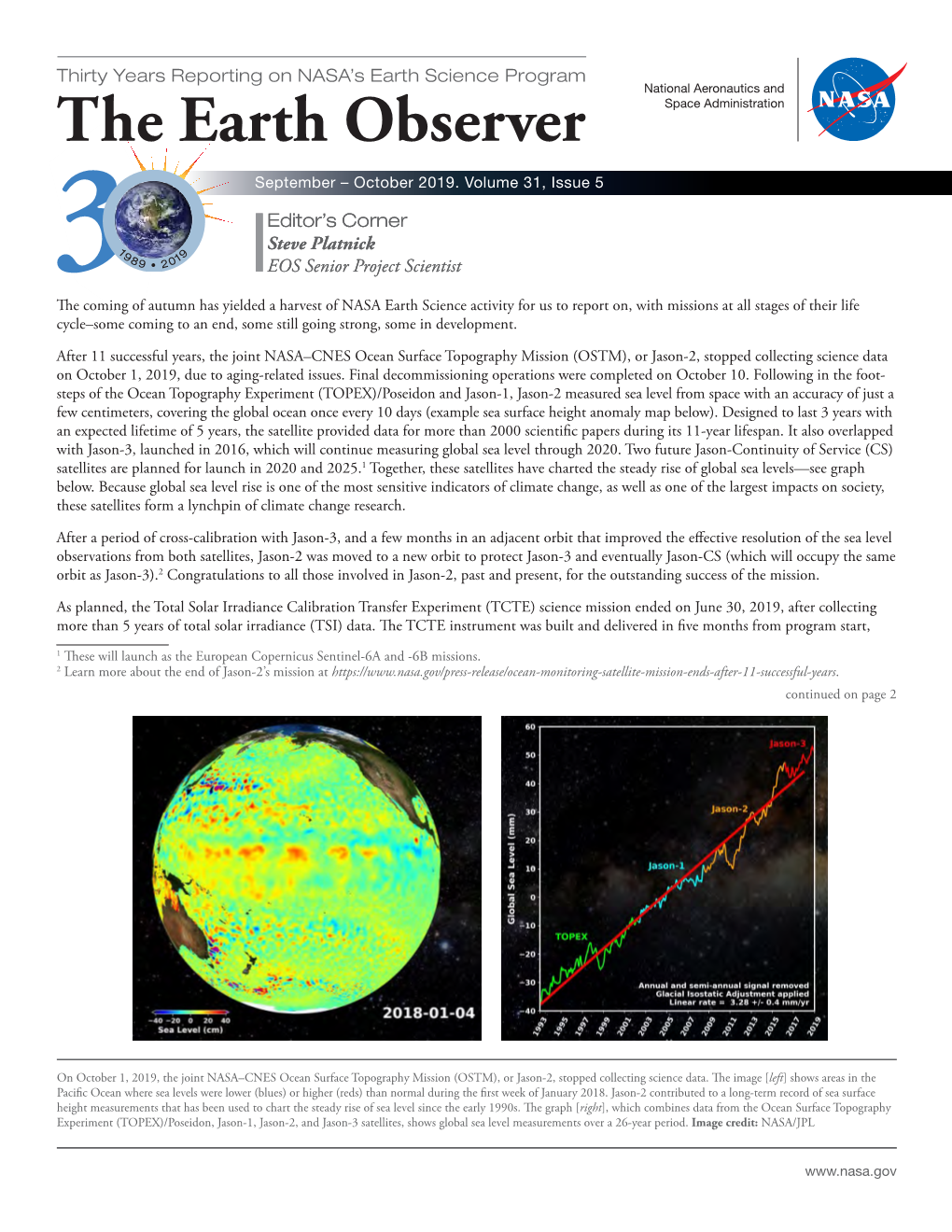 The Earth Observer September - October 2019 Volume 31, Issue 5