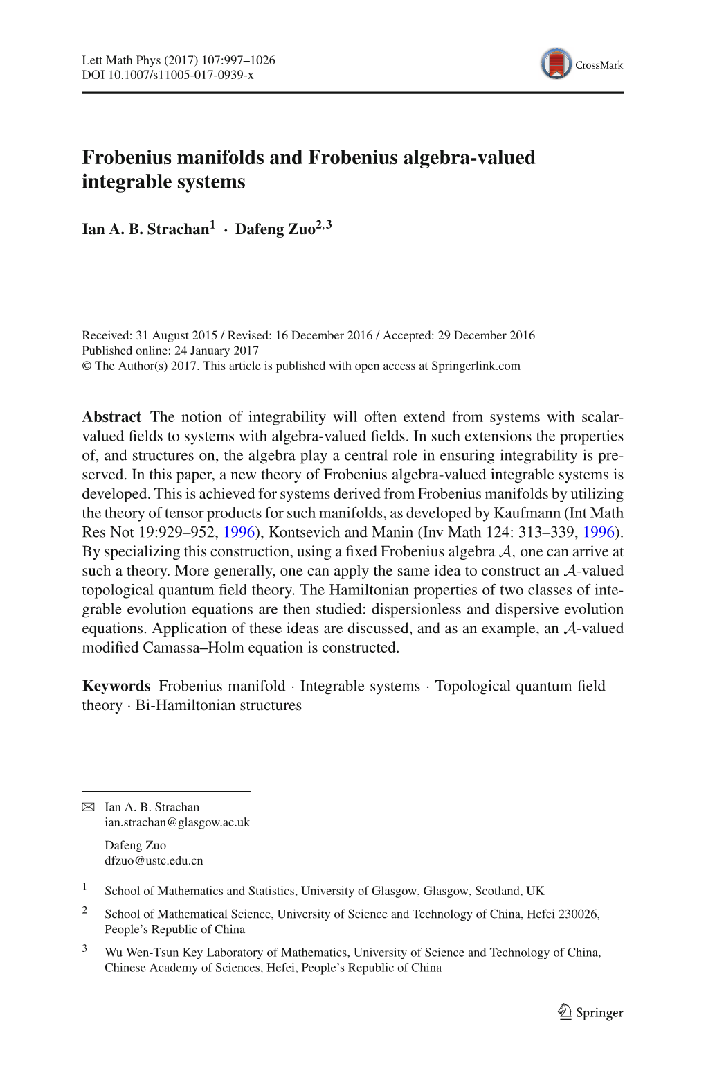 Frobenius Manifolds and Frobenius Algebra-Valued Integrable Systems