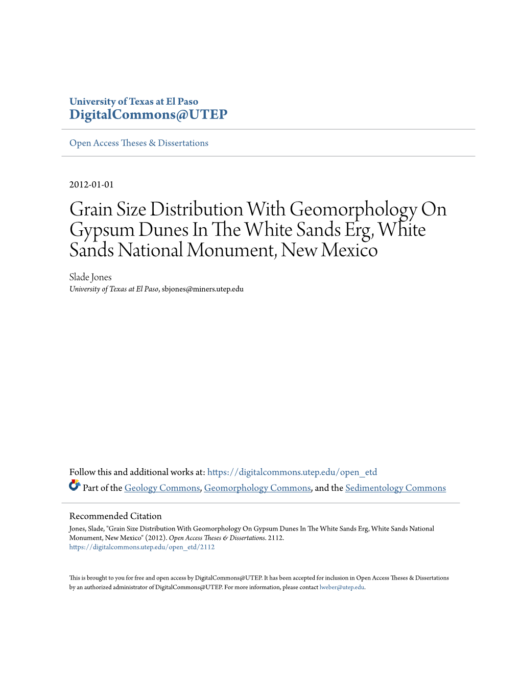 Grain Size Distribution with Geomorphology on Gypsum Dunes