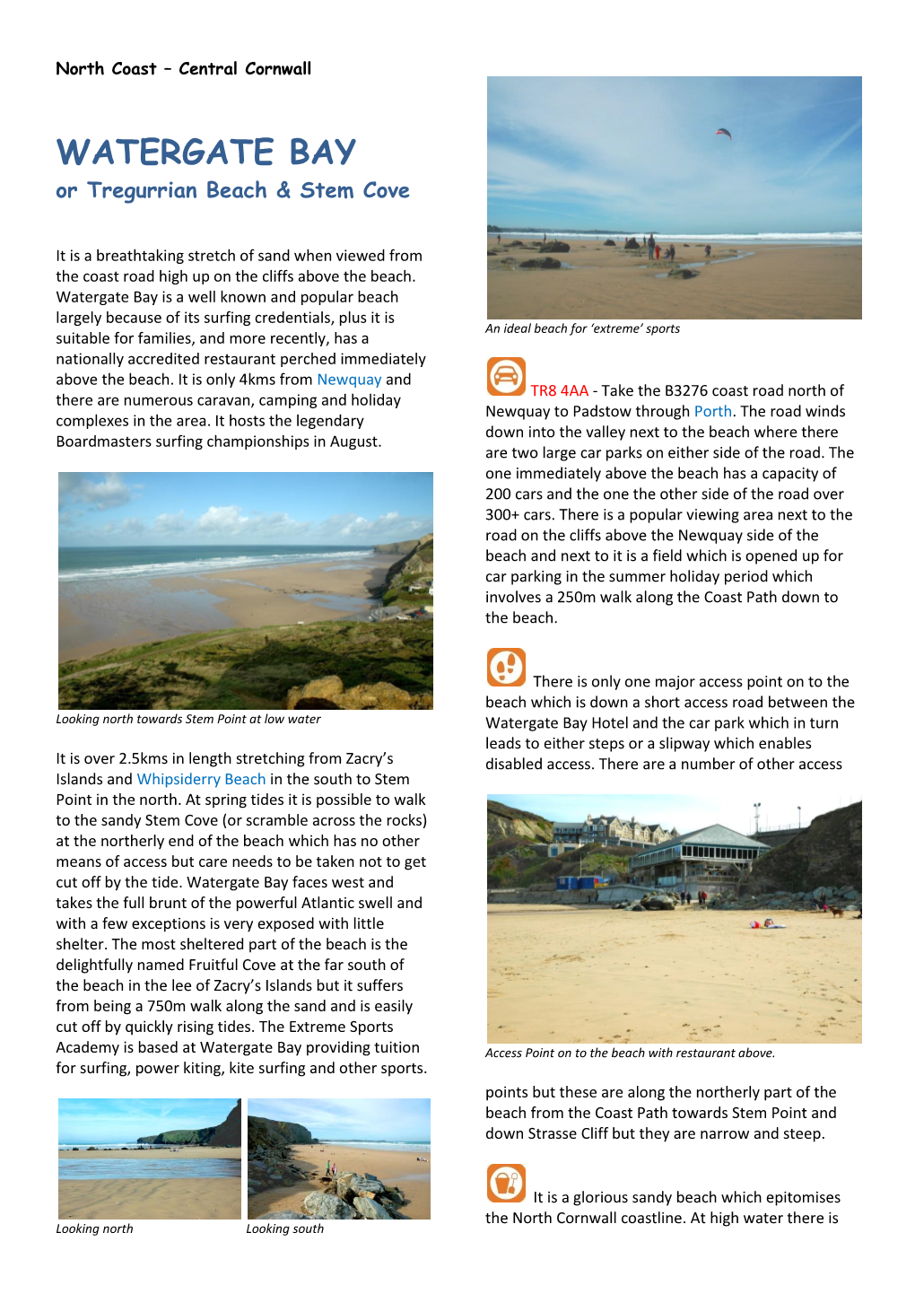 WATERGATE BAY Or Tregurrian Beach & Stem Cove