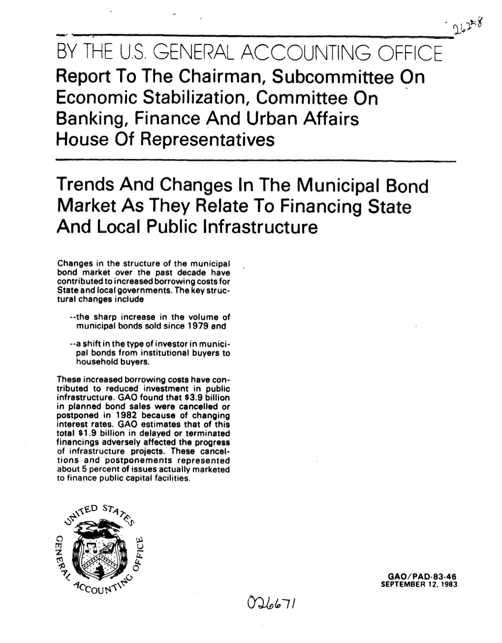 PAD-83-46 Trends and Changes in the Municipal Bond Market As They