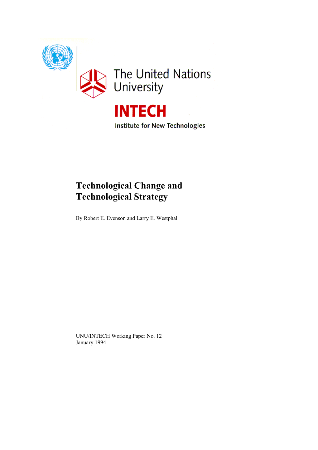 Technological Change and Technological Strategy