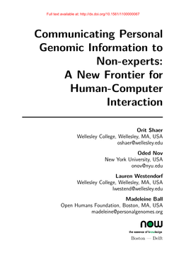 In Human-Computer Interaction Published, Sold and Distributed By: Now Publishers Inc