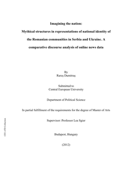 Mythical Structures in Representations of National Identity of the Romanian Communities in Serbia and Ukra