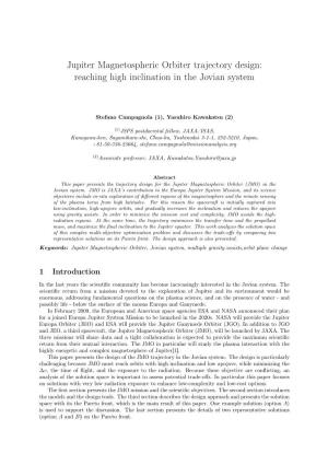 Jupiter Magnetospheric Orbiter Trajectory Design: Reaching High Inclination in the Jovian System