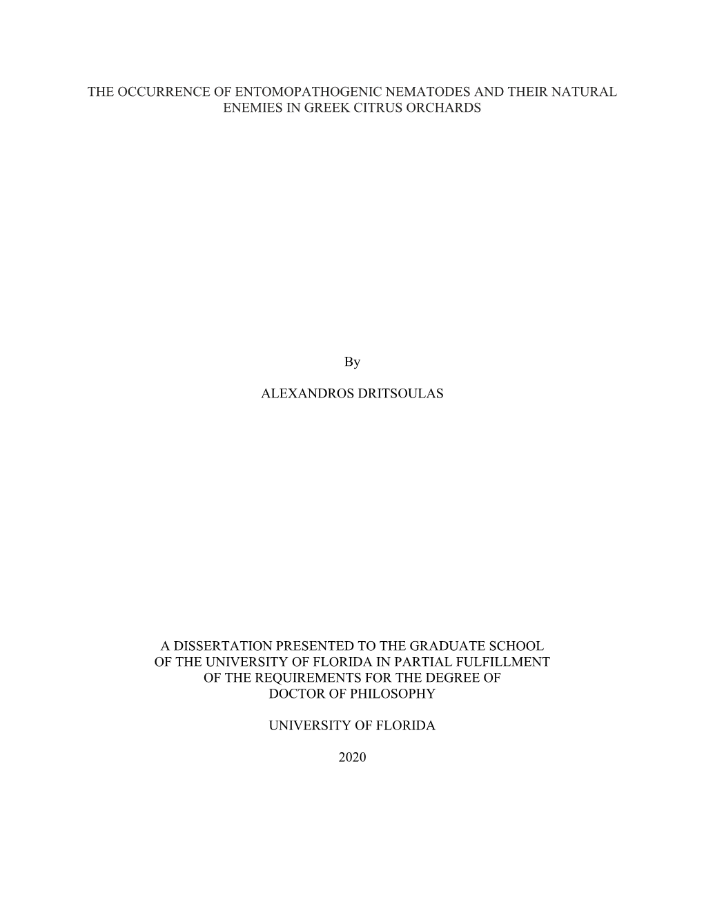 University of Florida Thesis Or Dissertation Formatting Template