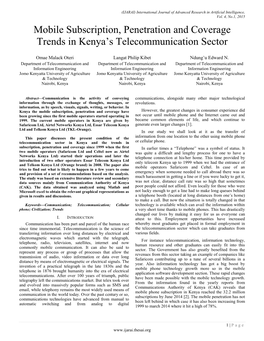 Mobile Subscription, Penetration and Coverage Trends in Kenya's