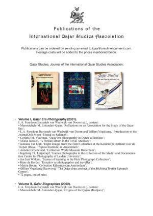 Publications of the International Qajar Studies Association