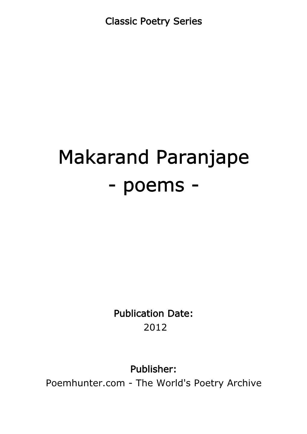 Makarand Paranjape - Poems