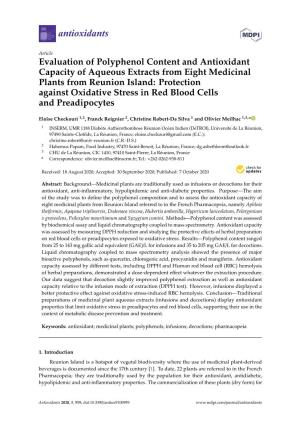 Evaluation of Polyphenol Content and Antioxidant Capacity of Aqueous
