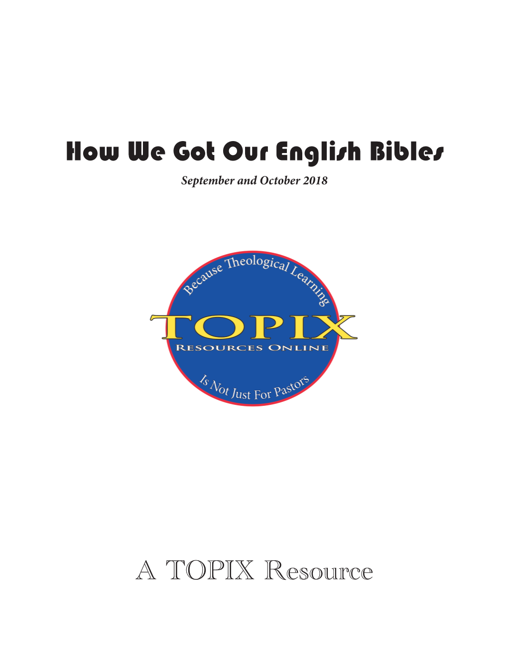How We Got Our English Bible Workbook