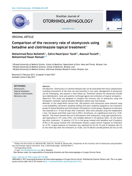 Comparison of the Recovery Rate of Otomycosis Using Betadine and Clotrimazole Topical Treatment