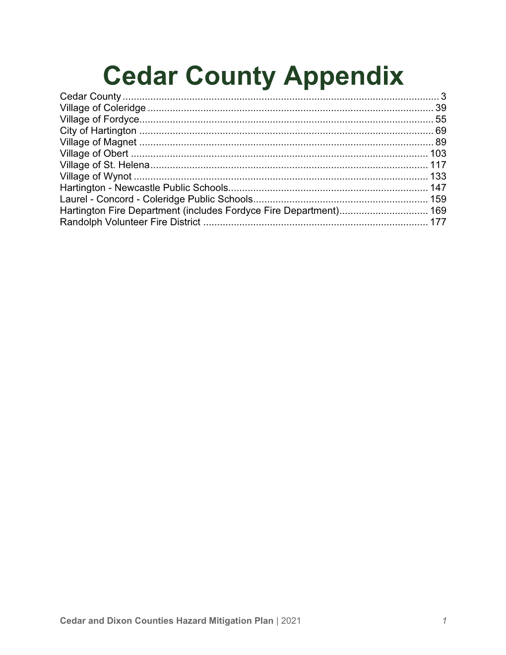 Cedar County Appendix Cedar County