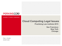 Cloud Computing Legal Issues Practising Law Institute 2015 San Francisco New York Chicago