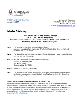 Media Advisory