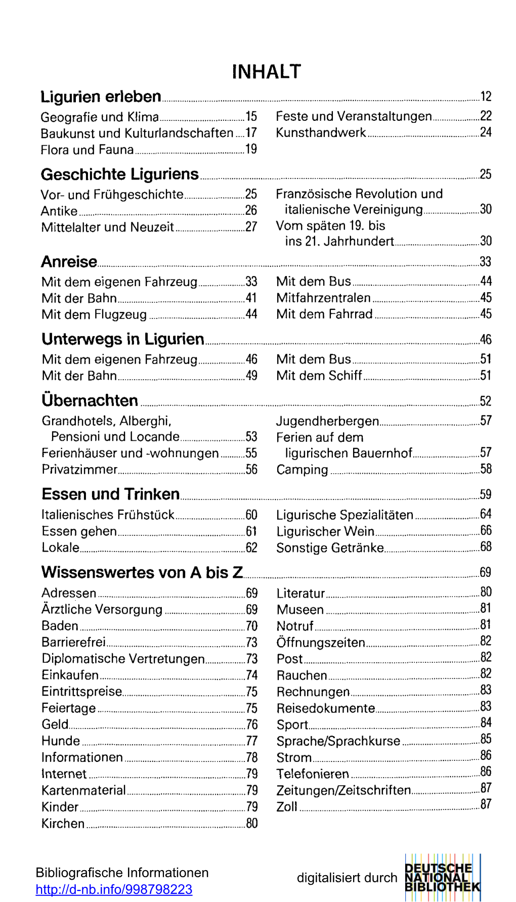 INHALT Ligurien Erleben 12 Geografie Und Klima 15 Feste Und Veranstaltungen