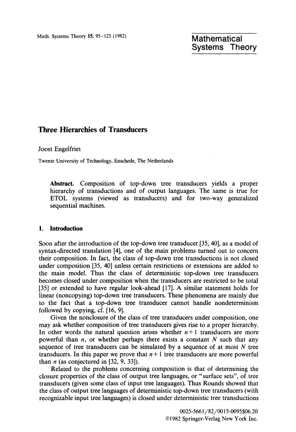 Three Hierarchies of Transducers