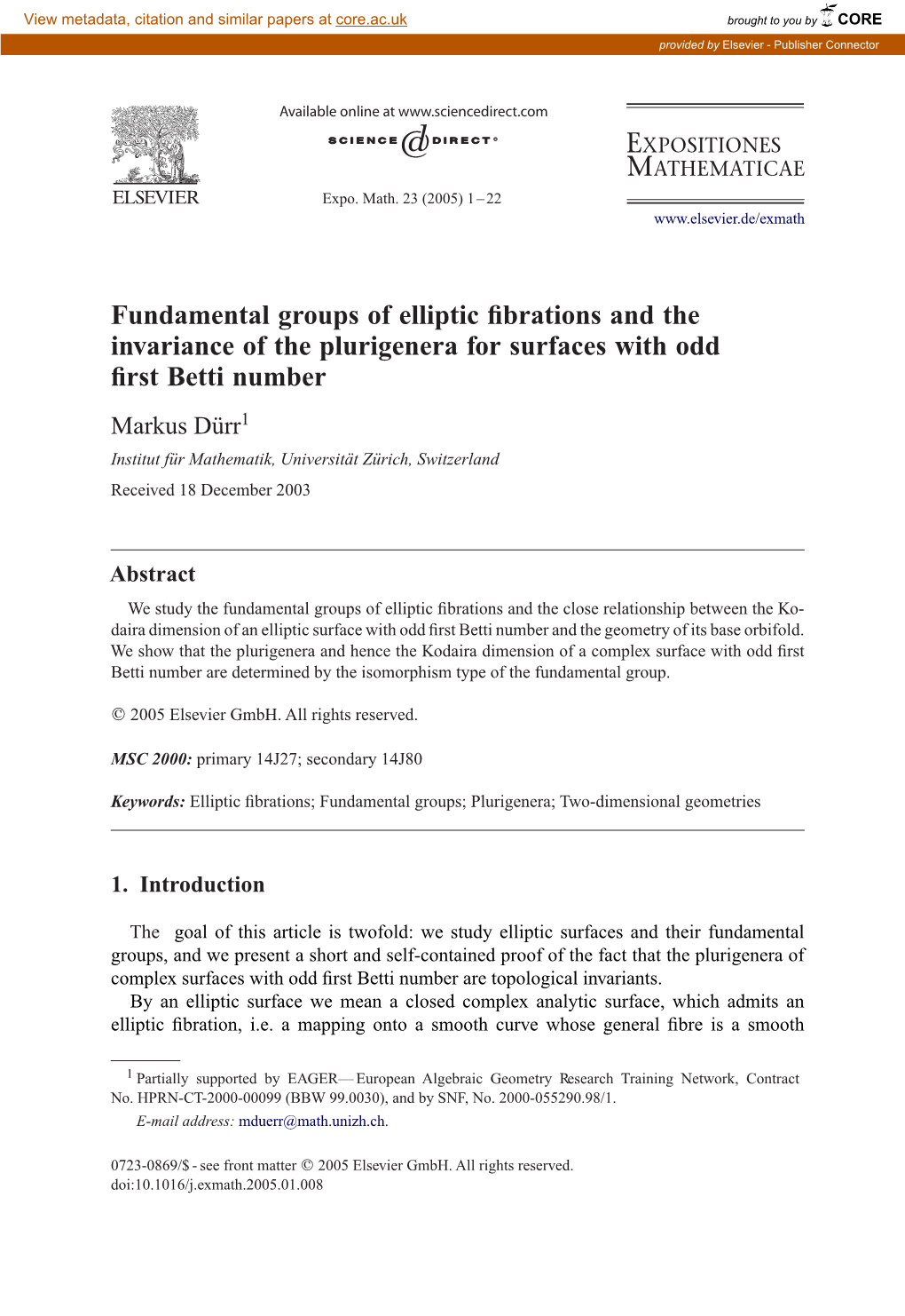Fundamental Groups of Elliptic Fibrations and the Invariance of The