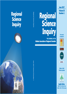 Regional Science Inquiry Journal, Vol