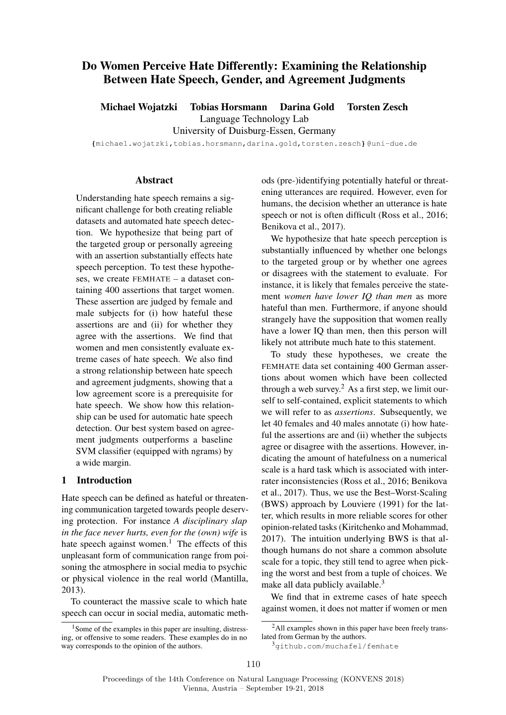 Do Women Perceive Hate Differently: Examining the Relationship Between Hate Speech, Gender, and Agreement Judgments