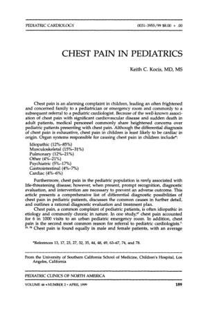 Chest Pain in Pediatrics