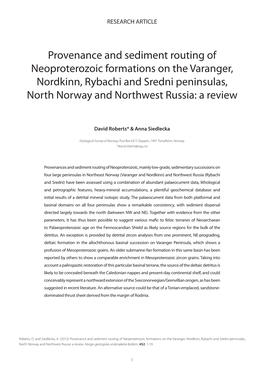 Provenance and Sediment Routing of Neoproterozoic Formations on the Varanger, Nordkinn, Rybachi and Sredni Peninsulas, North Norway and Northwest Russia: a Review