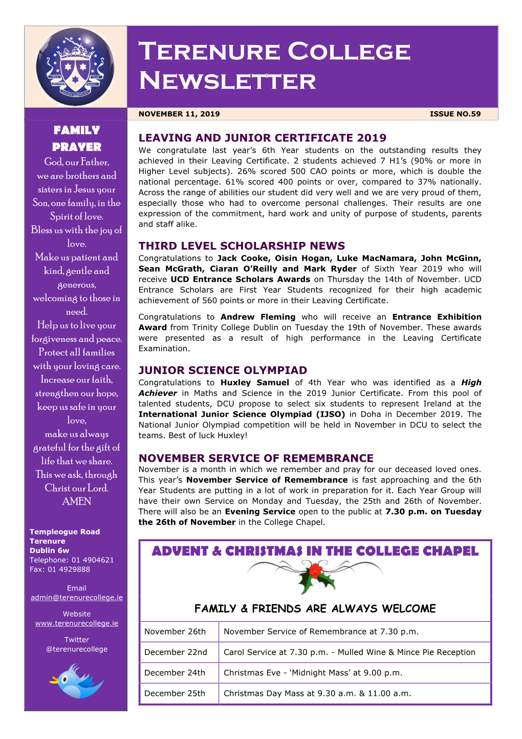 Terenure College Newsletter