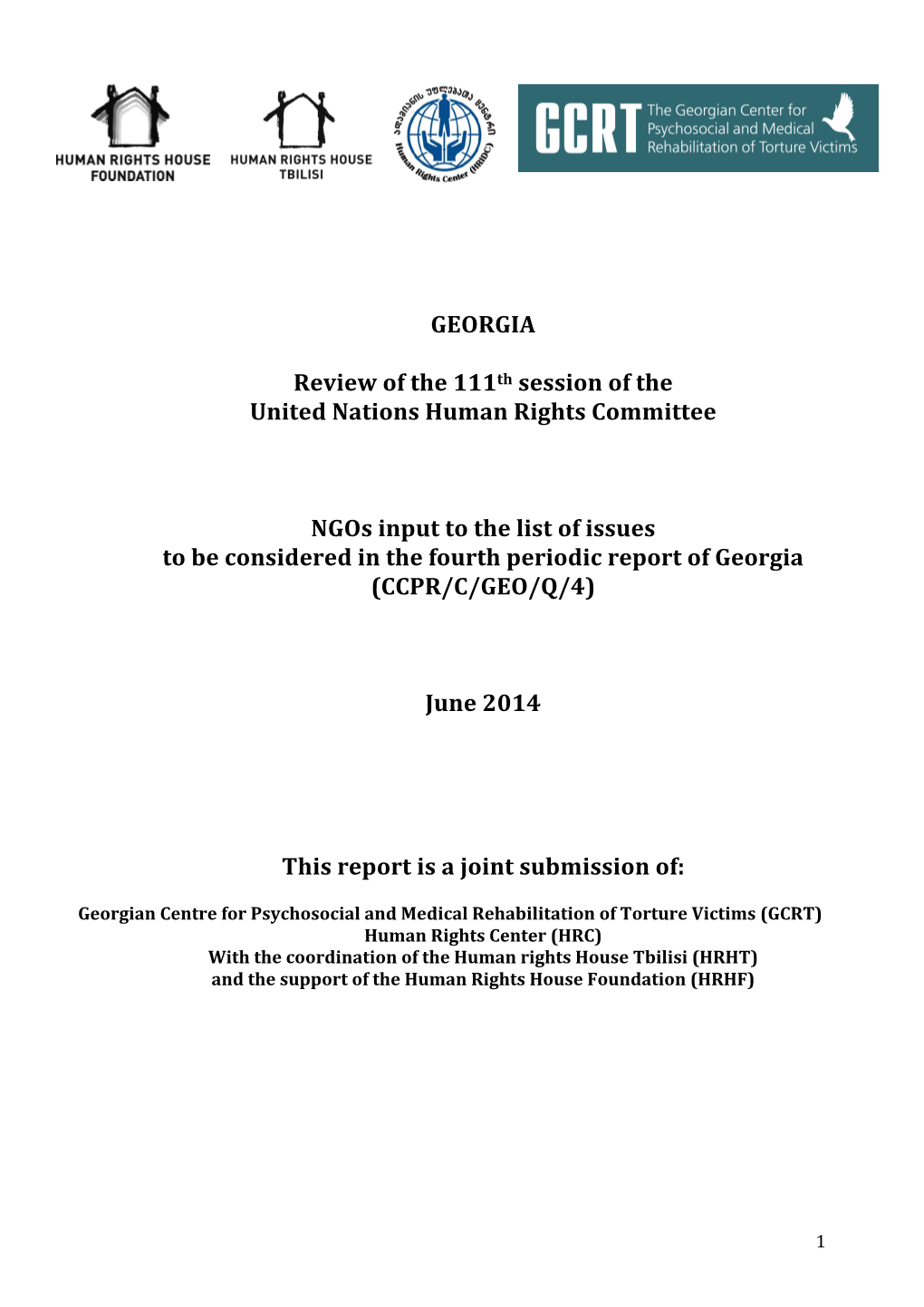 GEORGIA Review of the 111Th Session of the United Nations