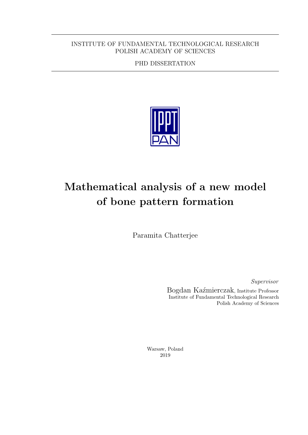 Mathematical Analysis of a New Model of Bone Pattern Formation