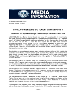 Daniel Cormier Joins Ufc Tonight on Fox Sports 1
