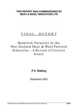 Helminth Parasites in the New Zealand Meat & Wool