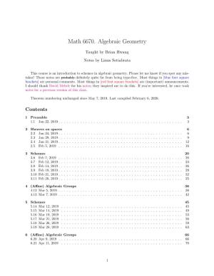 Math 6670. Algebraic Geometry