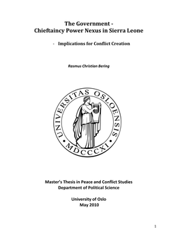 Government-Chieftaincy Power Nexus in Sierra Leone