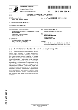 Combination of Loop Diuretics with Adenosine A1-Receptor Antagonists